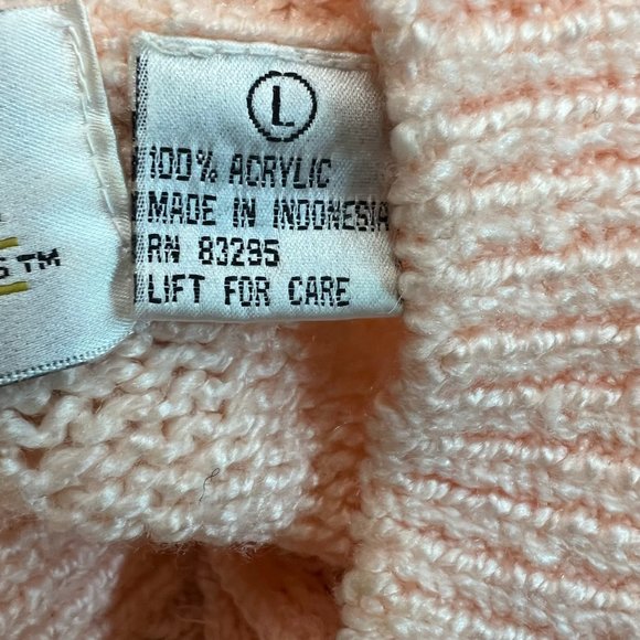Vintage Sterling Harris Womens Button High Neck Peach Cable Knit Sweater SZ L - Picture 5 of 7